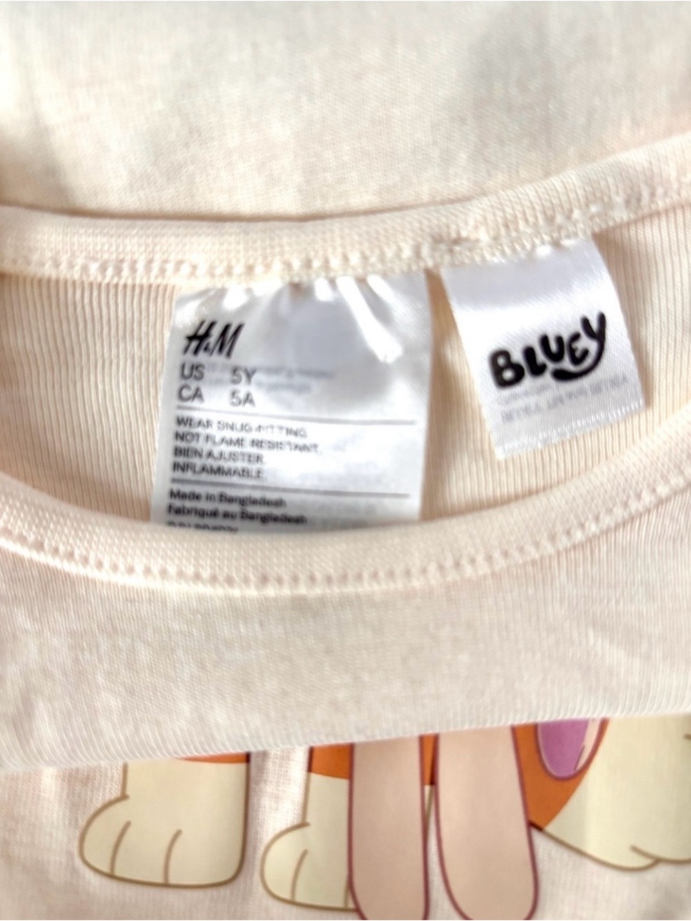 NWOT H&M Bingo Fluffy Cream Tee + Pink Stripe Shorts Set | 5Y - Picture 5 of 10